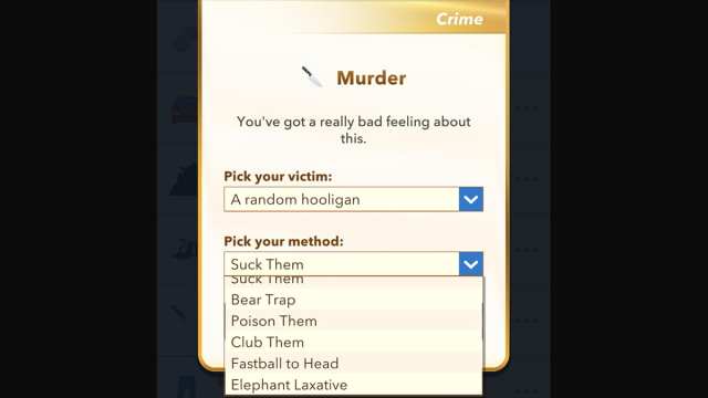 Option de meurtre BitLife pour le défi Cursed Killer