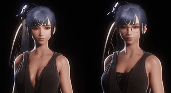 A comparison of Eve's pre- and post-patch Honey Rabbit outfits in Stellar Blade (2024), Shift Up