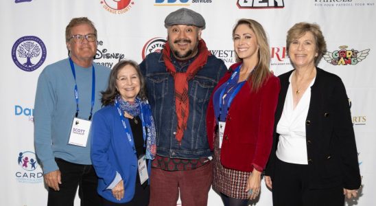 LOS ANGELES, CALIFORNIA - APRIL 05: (L-R) Scott Steindorff, Elaine Hall, Jorge Gutierrez, Zhara Astra and Judi Uttal attends the First Annual Autism In Entertainment Conference at the Skirball Cultural Center on April 05, 2024 in Los Angeles, California. (Photo by Corine Solberg/Getty Images)