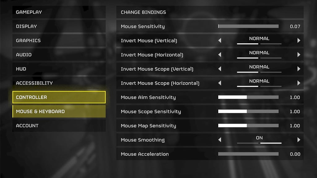 Image Helldivers 2 de l'onglet Options avec la souris et le clavier sélectionnés