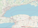 La ligne rouge sur la carte montre la limite la plus septentrionale de la totalité pour l’éclipse du 8 avril 2024.  La ligne pointillée est le centre de la totalité, là où l'effet dure le plus longtemps.