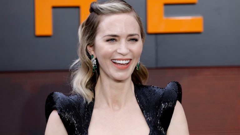 LONDON, ENGLAND - JULY 13:  Emily Blunt attends the "Oppenheimer" UK Premiere at the Odeon Luxe Leicester Square on July 13, 2023 in London, England. (Photo by John Phillips/Getty Images)