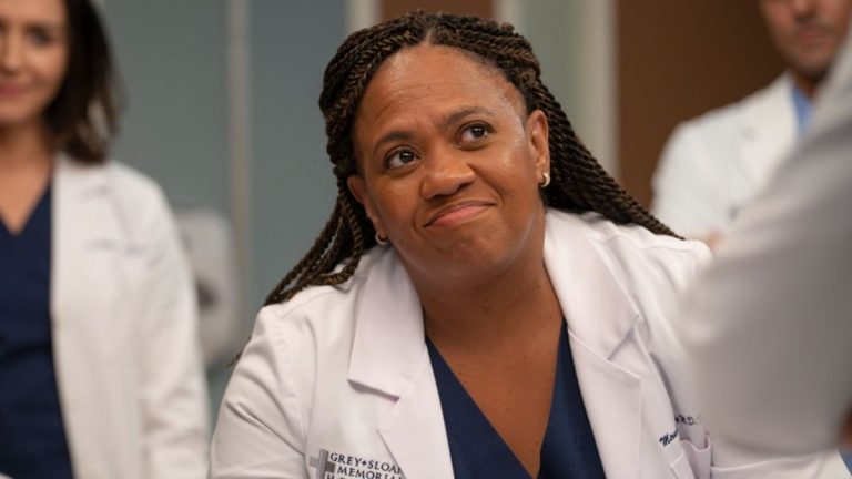 Miranda Bailey looking hopefully up in Grey