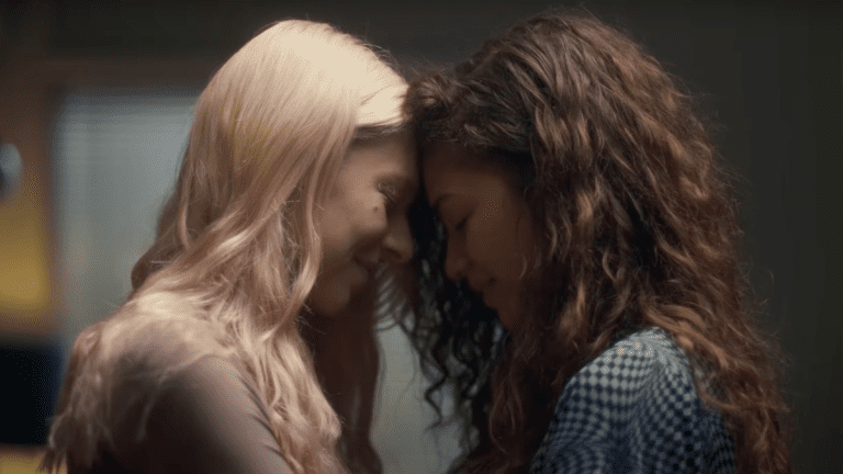 Zendaya and Hunter Schafer as Rue and Jules on Euphoria