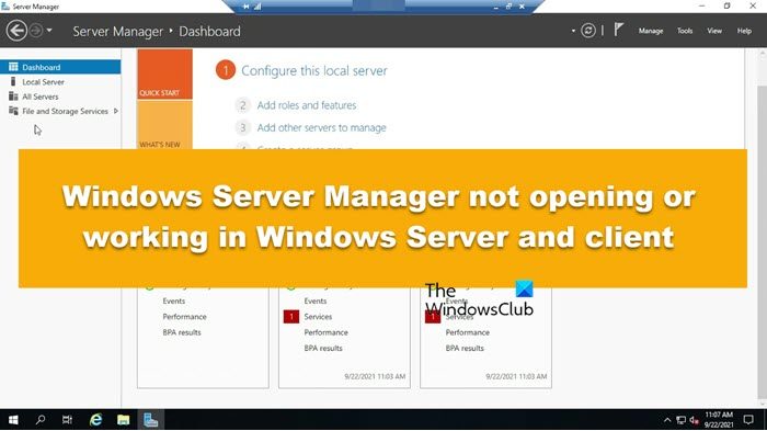 Le Gestionnaire de serveur Windows ne s’ouvre pas ou ne fonctionne pas dans Windows Server et Client