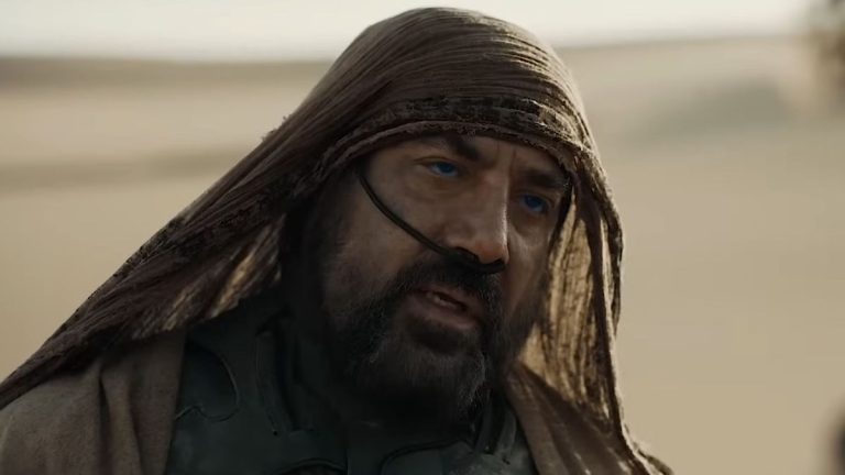 Javier Bardem in Dune with a hood on