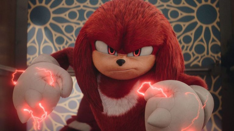 Knuckles with lighting coming out of his hands in the new miniseries