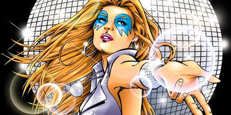 Dazzler using her powers in Marvel Comics.