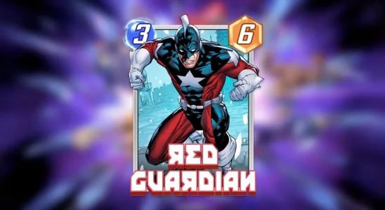 A header-sized image of Red Guardian in Marvel Snap as part of an article on the best decks using the card.