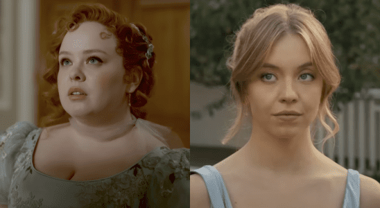 Nicola Coughlan in Bridgerton/Sydney Sweeney in Anyone But You