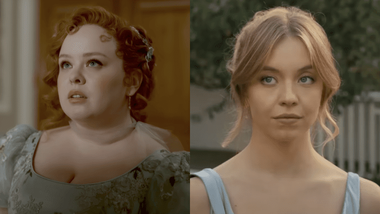 Nicola Coughlan in Bridgerton/Sydney Sweeney in Anyone But You