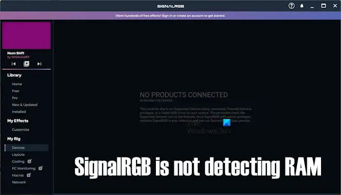 SignalRGB ne détecte pas la RAM sous Windows 11 [Fix]