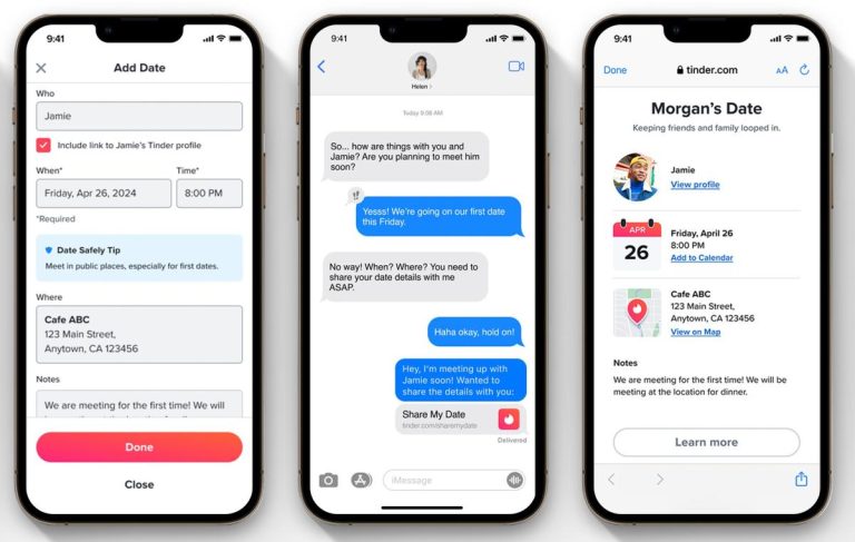 Tinder facilite le partage des détails d’une date avec la famille et les amis