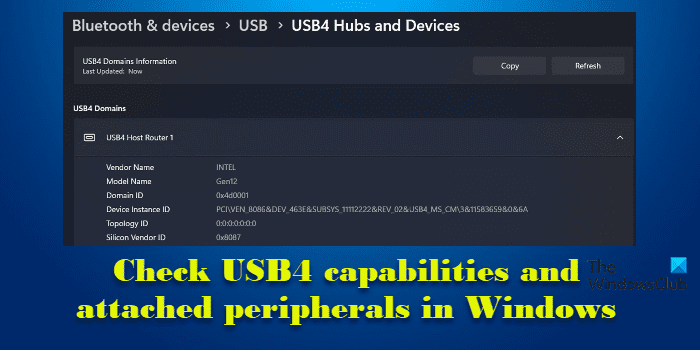 Vérifiez les capacités USB4 et les périphériques connectés dans Windows 11