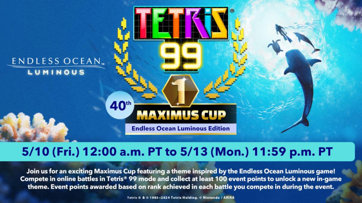 Tetris 99 annonce la coupe Endless Ocean Luminous Maximus
