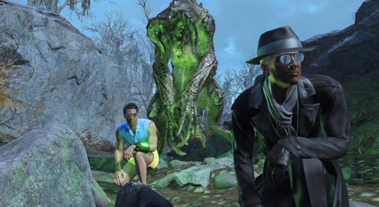 Fallout 4 player character crouching with companions