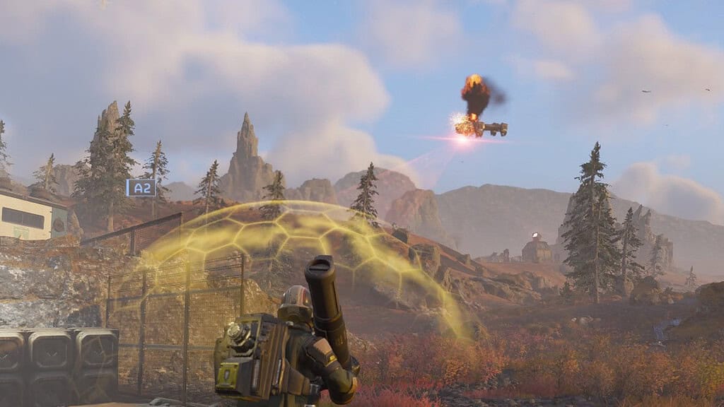 Image Helldivers 2 d'un Automaton Gunship à succès