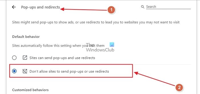 Désactivez les popups et les redirections pour tous les sites sur Google Chrome