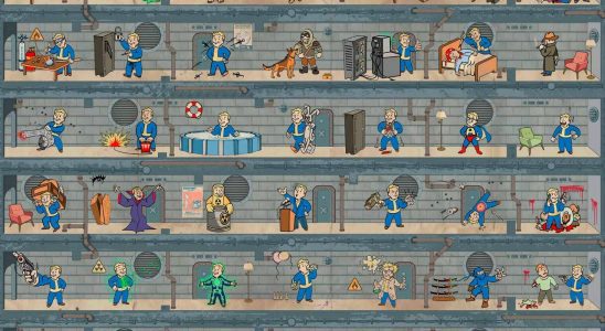 fallout 4 starting stats depicted by several cartoon vault boys