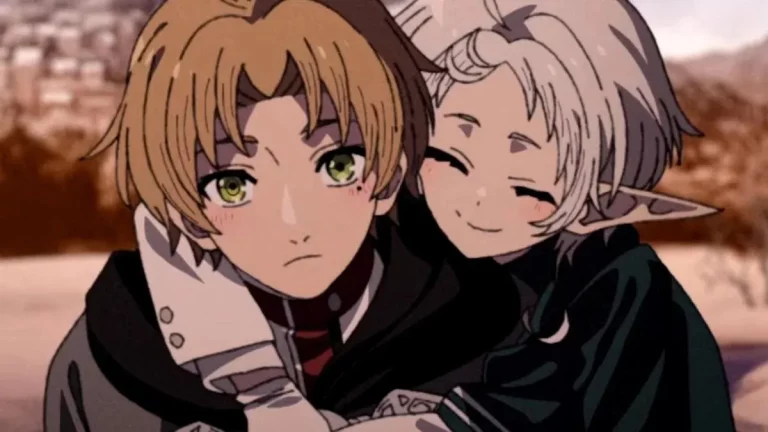 Two character hugging in Mushoku Tensei: Jobless Reincarnation