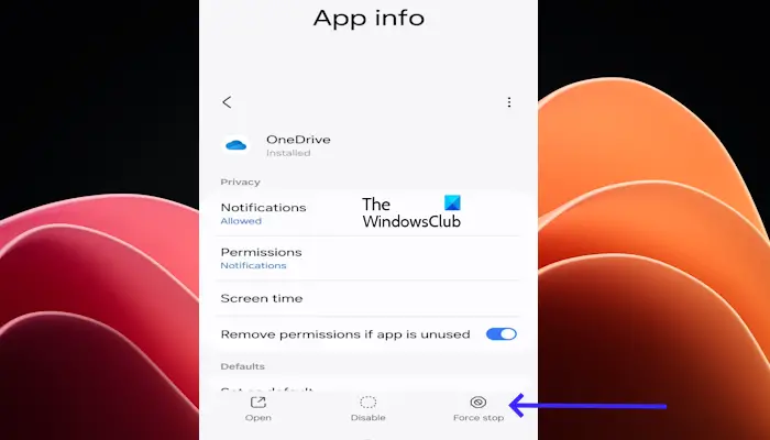 Redémarrez l'application OneDrive