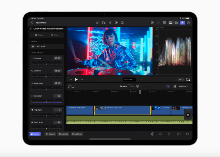 Final Cut Pro pour iPad prend en charge les disques externes et l’enregistrement multicam en direct