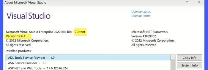 Vérifier la compatibilité de Visual Studio