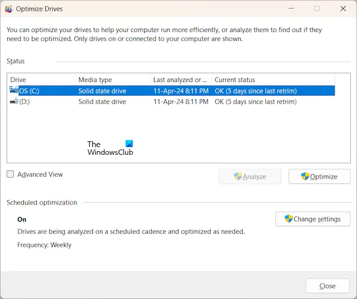 Outil de défragmentation de disque Windows