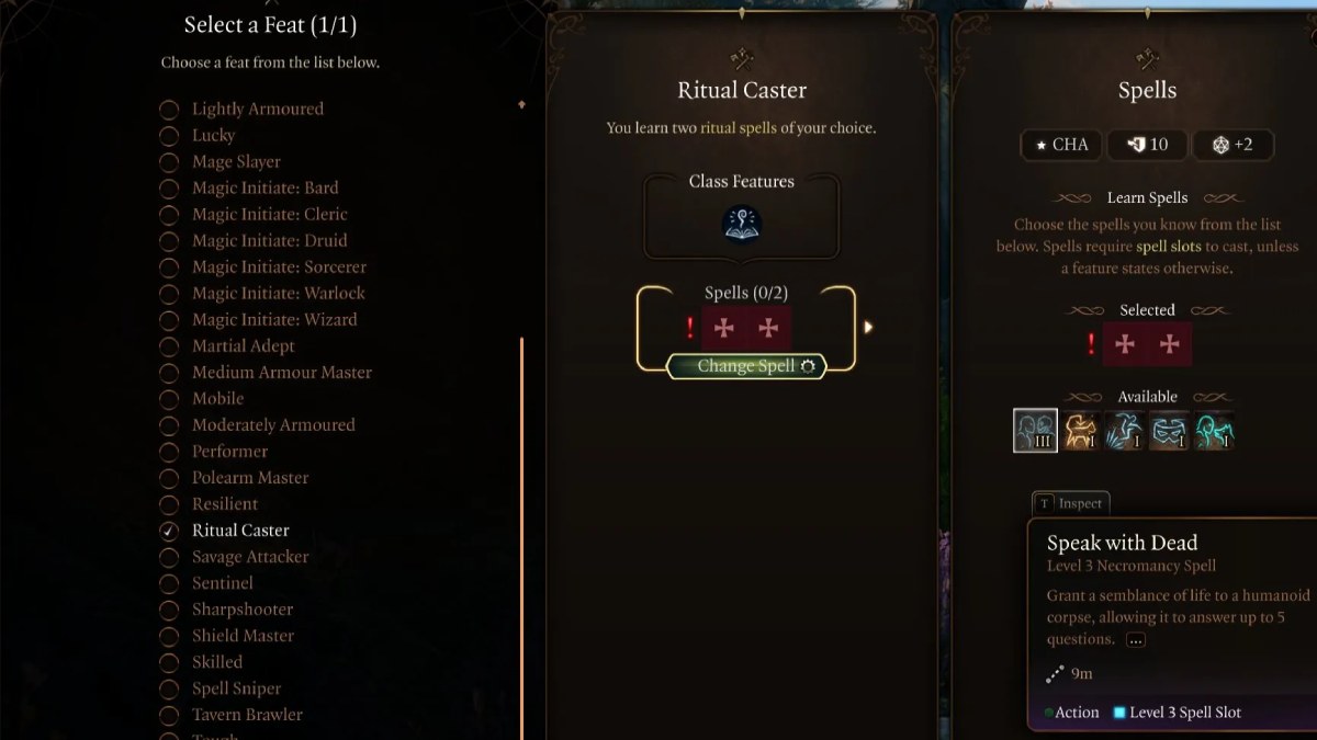 Exploit de lanceur de sorts rituel dans Baldur's Gate 3