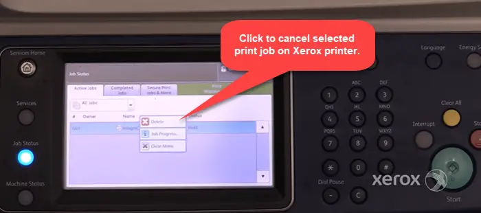 Annuler le travail d'impression sur les imprimantes Xerox