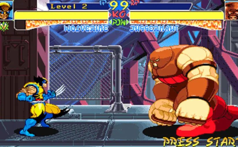Wolverine affronte Juggernaut dans le jeu de combat X-Men : Children of the Atom