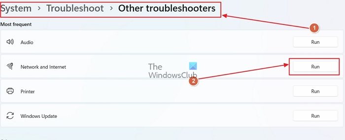 Exécutez l'utilitaire de résolution des problèmes de réseau et d'Internet pour résoudre les problèmes de point d'accès mobile Windows