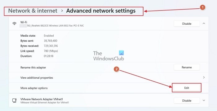 Modifier les paramètres de l'adaptateur wifi dans WIndows