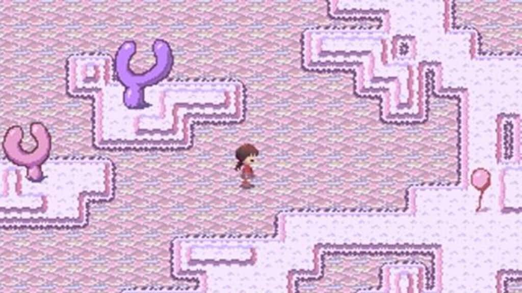 Le protagoniste se promène dans un monde rose dans Yume Nikki