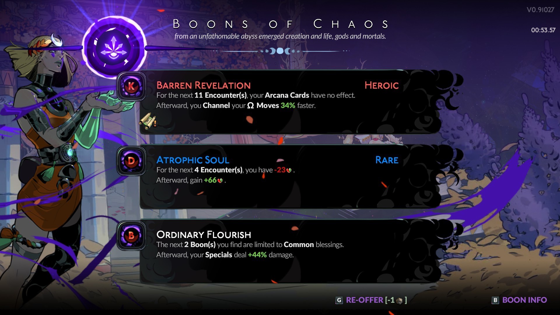 Hades II, Critique, Gameplay, Captures d'écran, Boons of Chaos