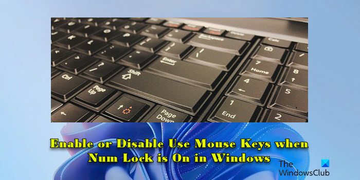 Activer ou désactiver l’utilisation des touches de la souris lorsque le verrouillage numérique est activé dans Windows 11