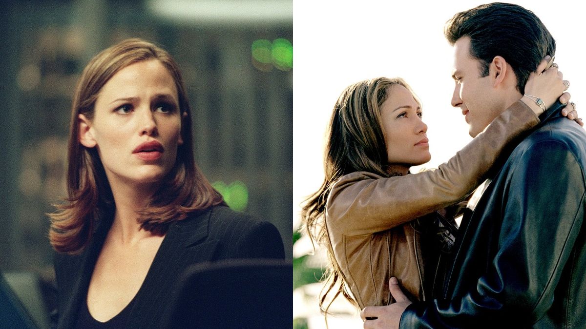 Jennifer Garner in Alias and Jennifer Lopez and Ben Affleck in Gigli