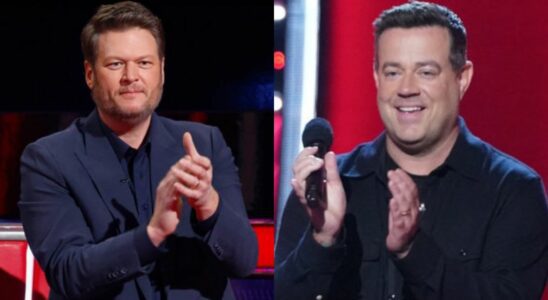 Blake Shelton and Carson Daly on The Voice.