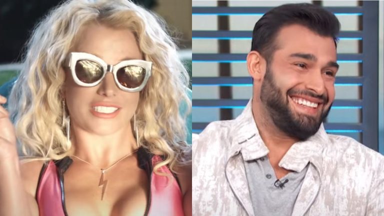 Britney Spears and Sam Asghari in respective projects.