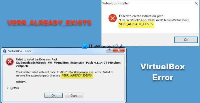 Correction de l’erreur VirtualBox VERR_ALREADY_EXISTS