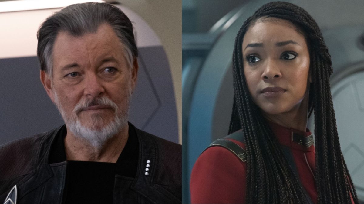 Jonathan Frakes and Sonequa Martin-Green in Picard and Discovery