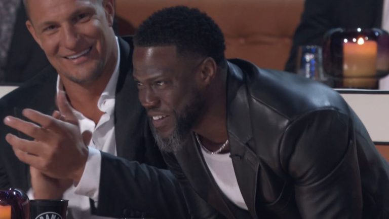 Kevin Hart laughing at Nikki Glaser