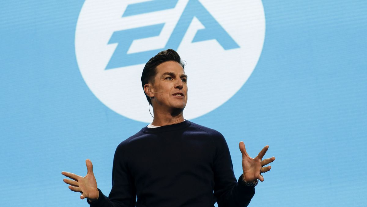 Andrew Wilson, chief executive officer of Electronic Arts Inc. (EA), speaks during the company