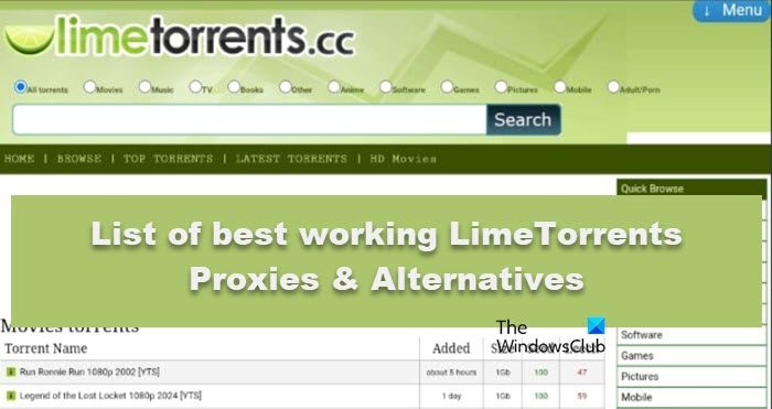 Liste des meilleurs proxys et alternatives LimeTorrents