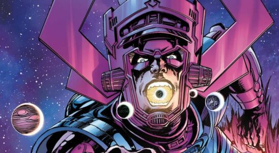 Bigger-than-normal Galactus about to swallow an entire planet