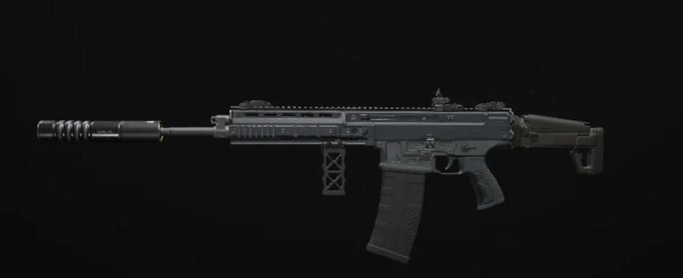 An MTZ-762 battle rifle against a black background