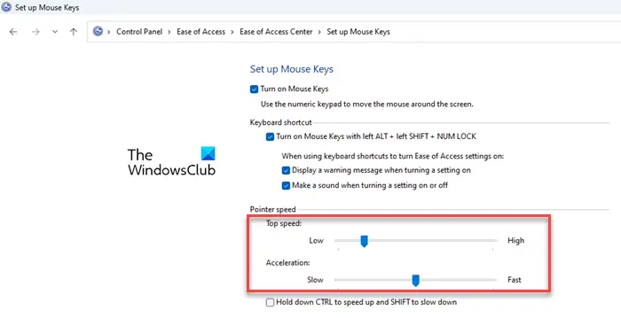 Modifier la vitesse ou l'accélération des touches de la souris à l'aide du Panneau de configuration