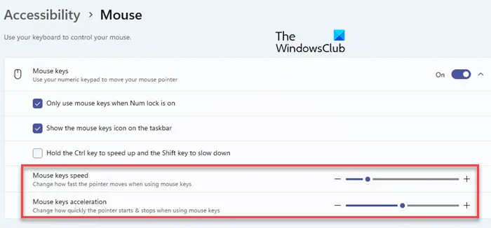 Modifier la vitesse ou l'accélération des touches de la souris dans les paramètres