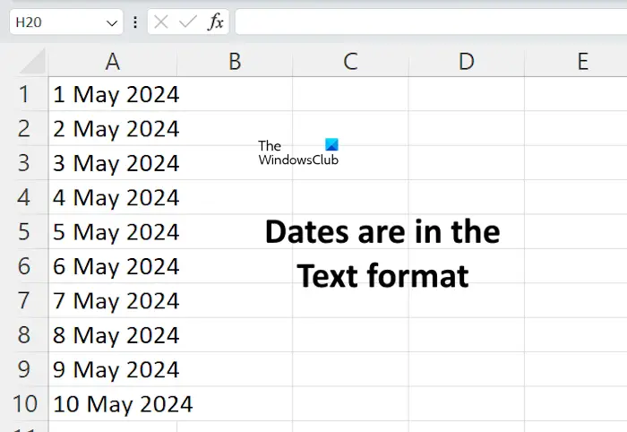 Les dates sont au format texte