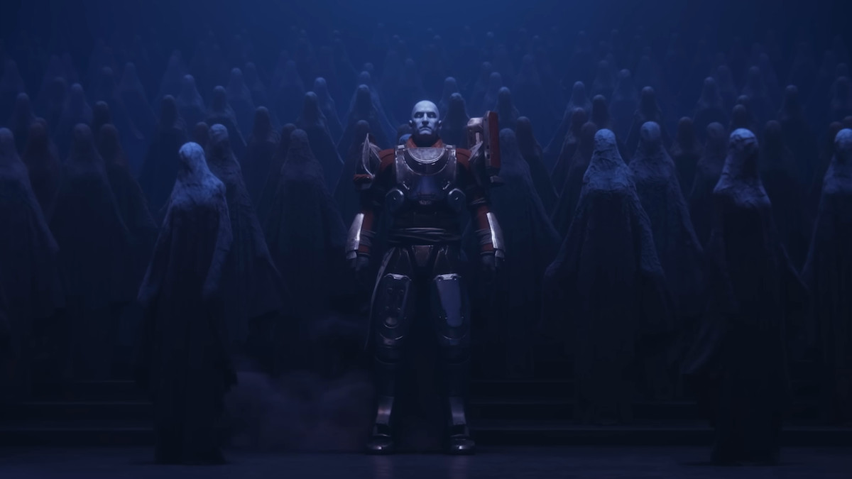 Zavala se tient aux côtés d'un groupe de personnages enveloppés dans Destiny 2 : The Final Shape